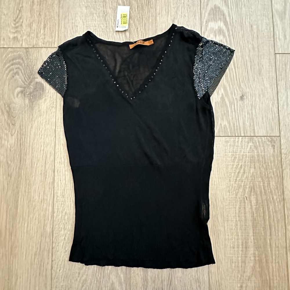 Belldini Black crochet top Size M